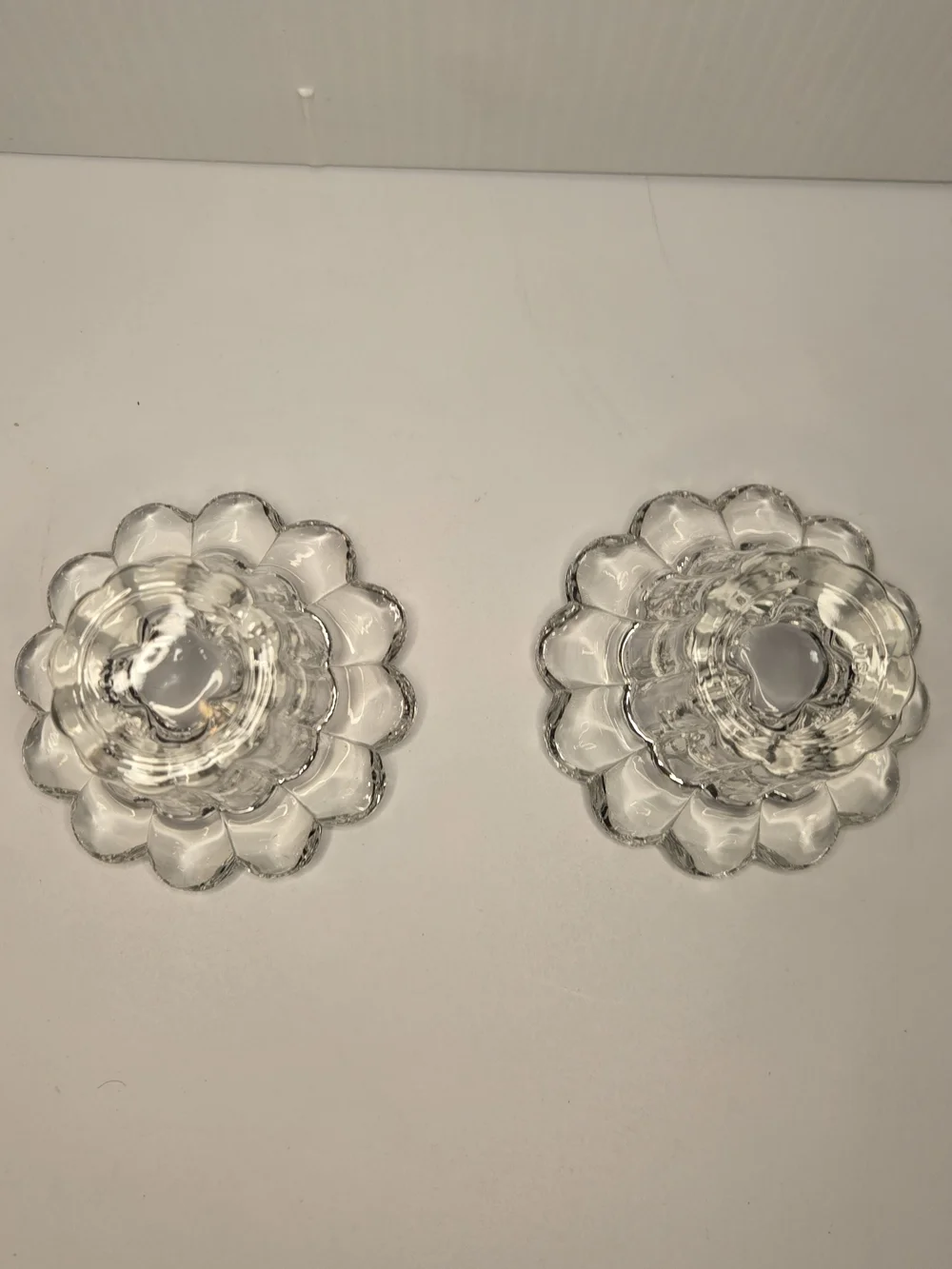 Vintage  INDONESIA Crystal Clear Glass Candle Holders (Pair)